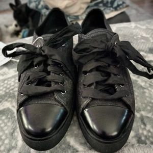 Prada womans sneakers black glitter lowtops